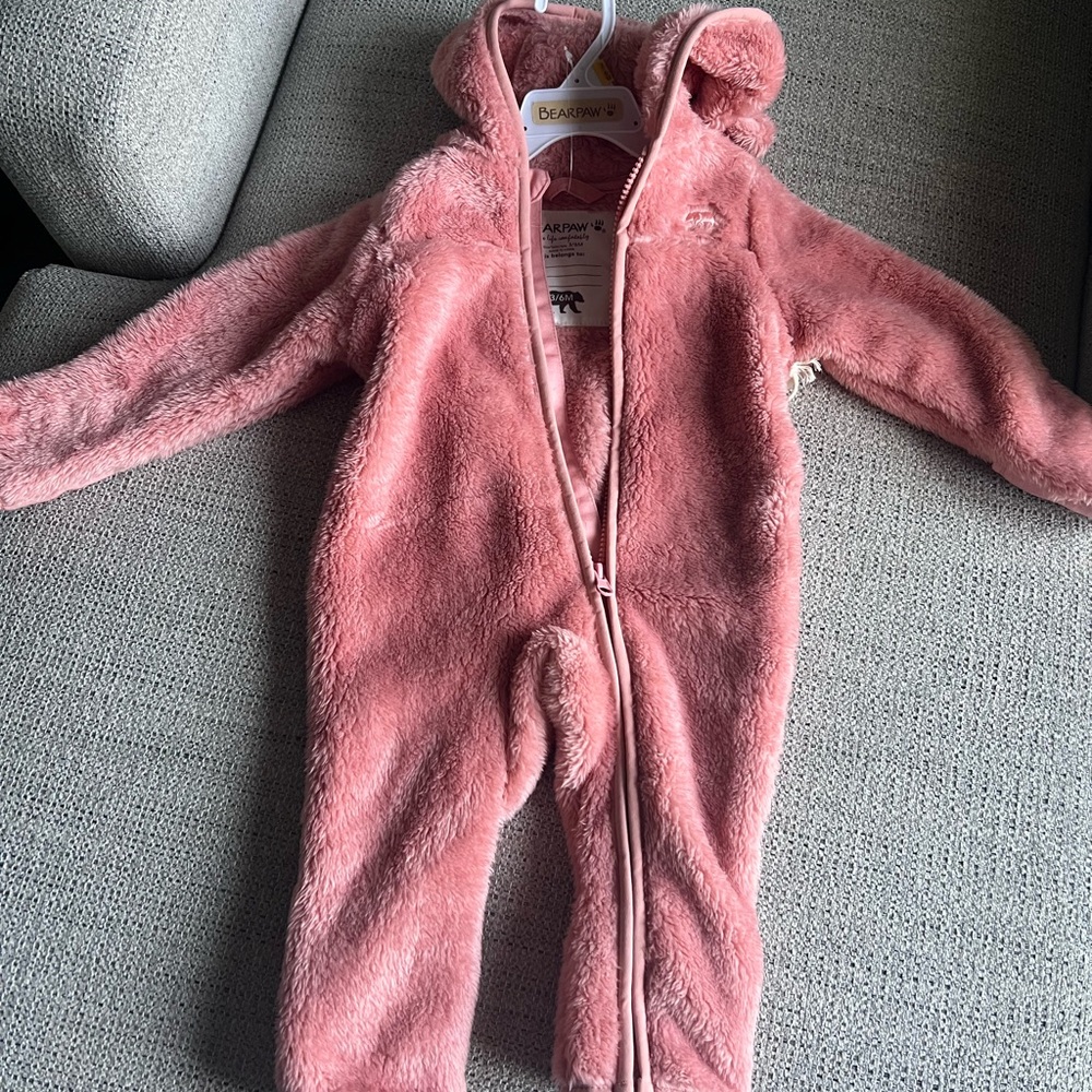 Pink BearPaw Fleece One Piece (3-6 mo)
